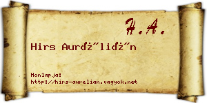 Hirs Aurélián névjegykártya